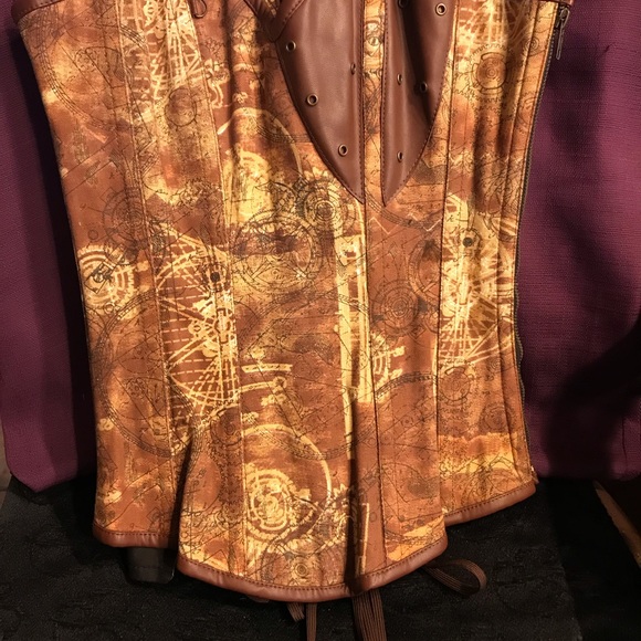 Bustier Corest Brown lace up back side Zip - Picture 2 of 7